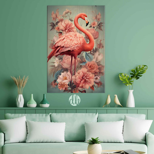 Elegant Flamingo with Flowers