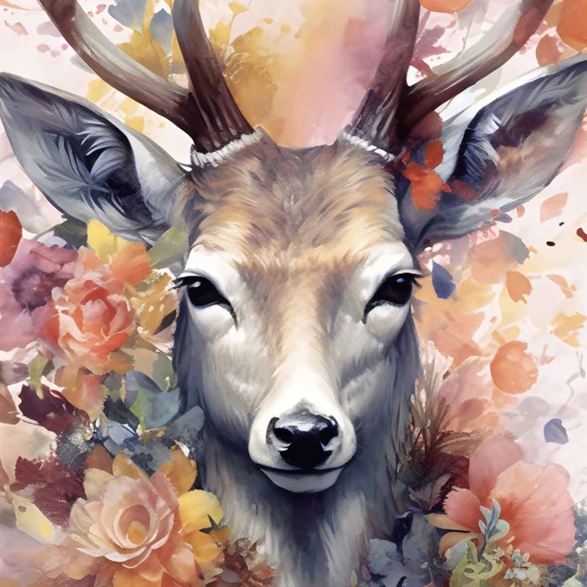 Elegant Deer with Flowers